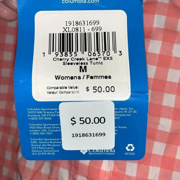 Women’s Columbia Cherry Creek Lane Sleeveless Tunic Size Medium Pink/White NWT - Picture 3 of 8